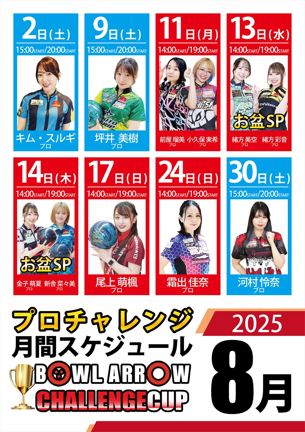 8月プロチャレンジスケジュール